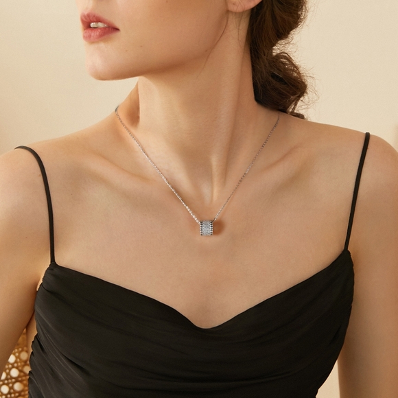 Sterling silver diamond necklace - Picture 3 of 9